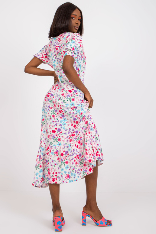 Ecru midi šaty s květinovým potiskem