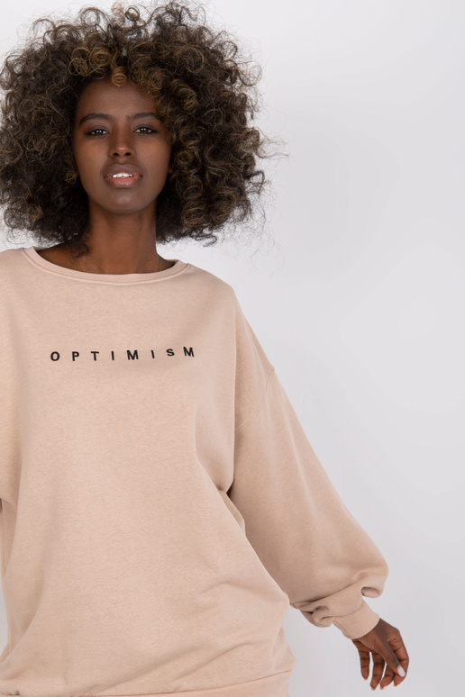 Béžová mikina bez kapuce s výšivkou...