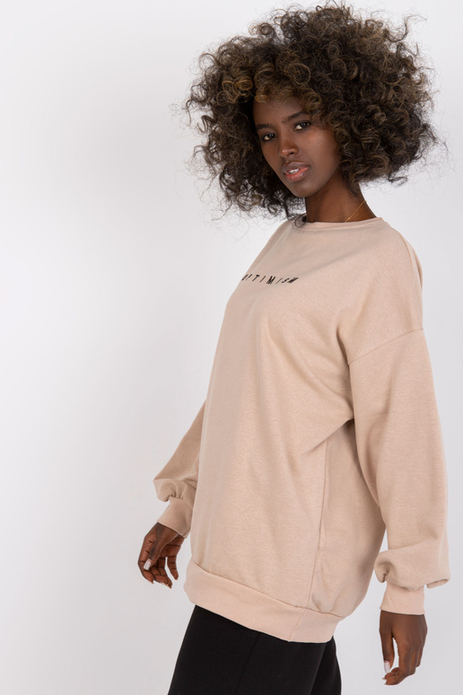 Béžová mikina bez kapuce s výšivkou...