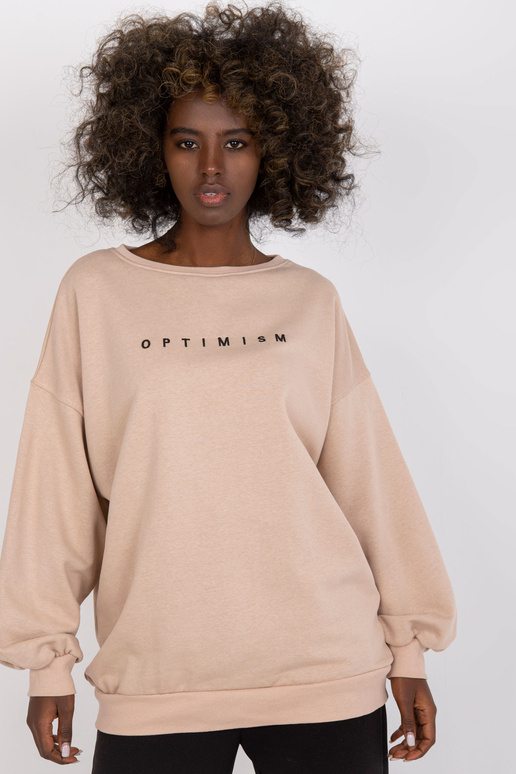 Béžová mikina bez kapuce s výšivkou...