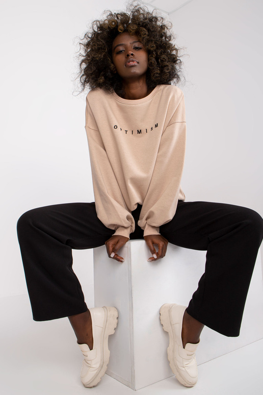 Béžová mikina bez kapuce s výšivkou...