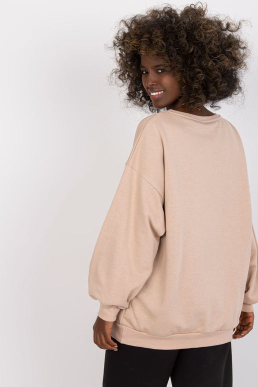 Béžová mikina bez kapuce s výšivkou...