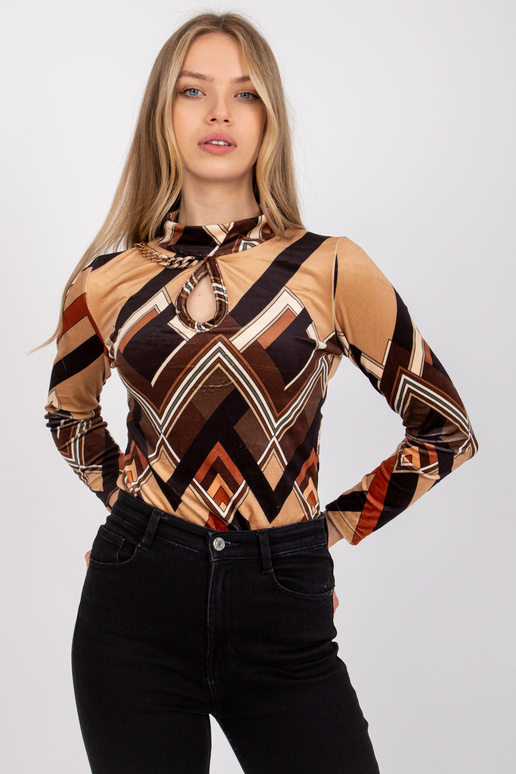 Hnědo-béžová velurová halenka Pari