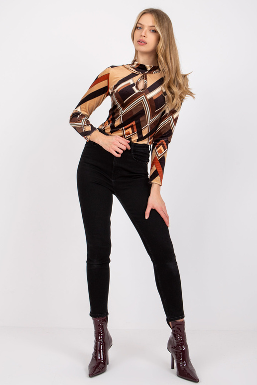 Hnědo-béžová velurová halenka Pari