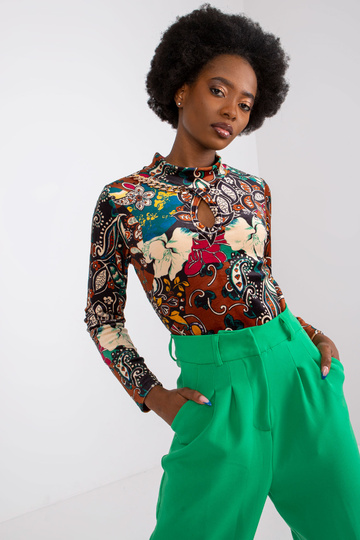 Hnědá vzorovaná halenka s...