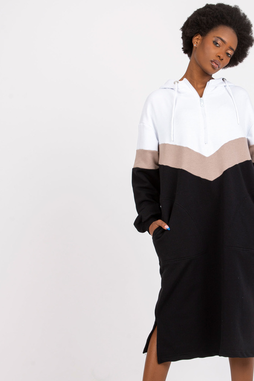 Bíločerné mikinové šaty s kapucí Irem...