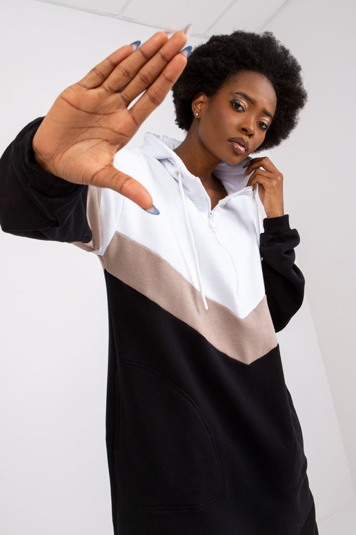 Bíločerné mikinové šaty s kapucí Irem...