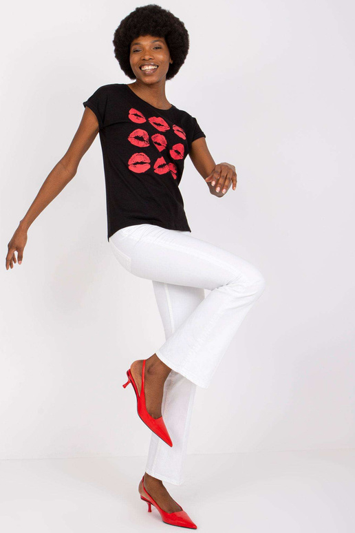 Černé tričko s potiskem Malvina MAYFLIES Černé tričko s potiskem Malvina MAYFLIES