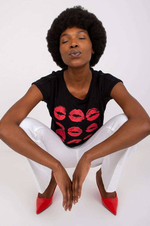 Černé tričko s potiskem Malvina MAYFLIES Černé tričko s potiskem Malvina MAYFLIES