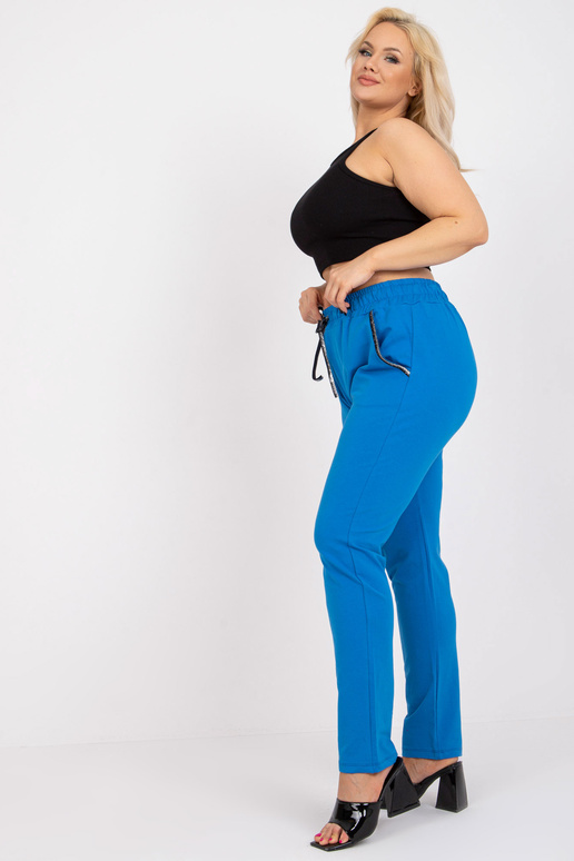 Modré tepláky Plus Size Straight Leg...