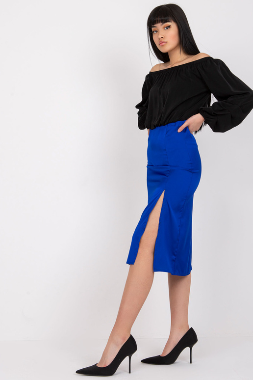 Kobaltová tužková sukně s vysokým... Kobaltová tužková sukně s vysokým...