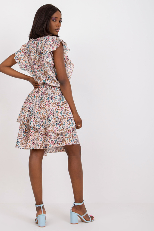 Béžové šaty s volány a květinovým...