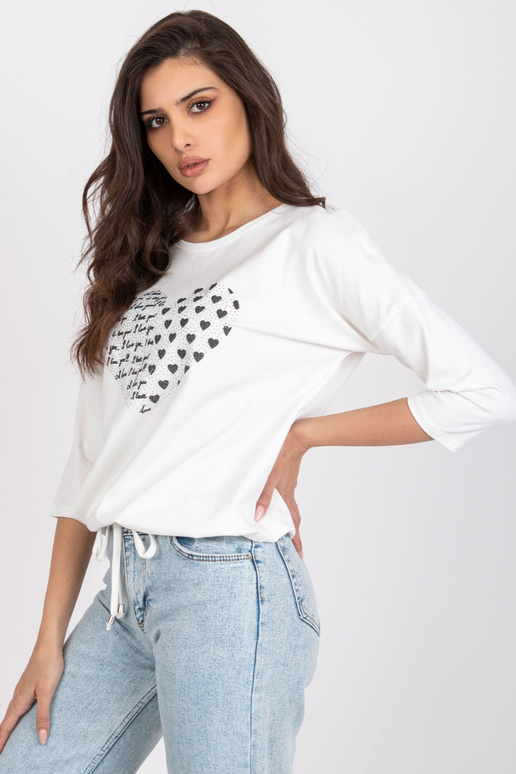 Ecru bavlněná halenka s aplikací Bindy