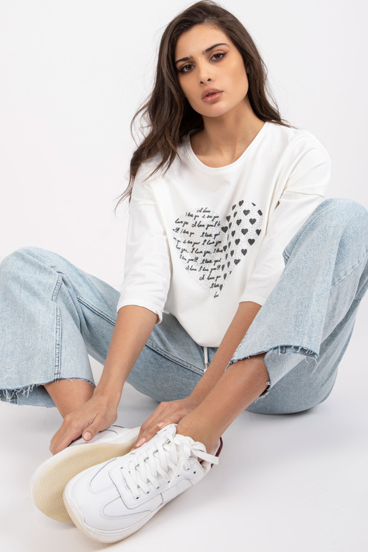 Ecru bavlněná halenka s aplikací Bindy