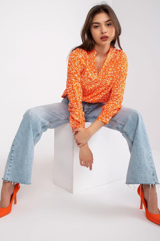 Oranžová volná halenka s potiskem Inesa