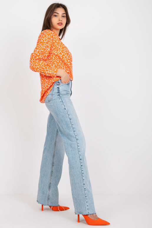 Oranžová volná halenka s potiskem Inesa