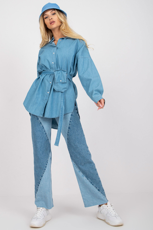 Modrá oversized bavlněná košile RUE...