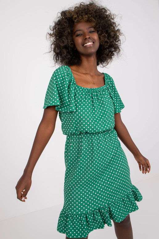 Zelené bavlněné puntíkované minišaty...