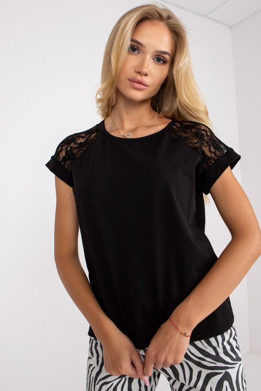 Černá ležérní bavlněná halenka RUE PARIS