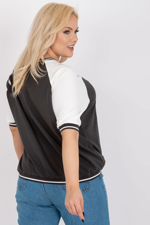 Khaki-bílá halenka plus velikosti V s...