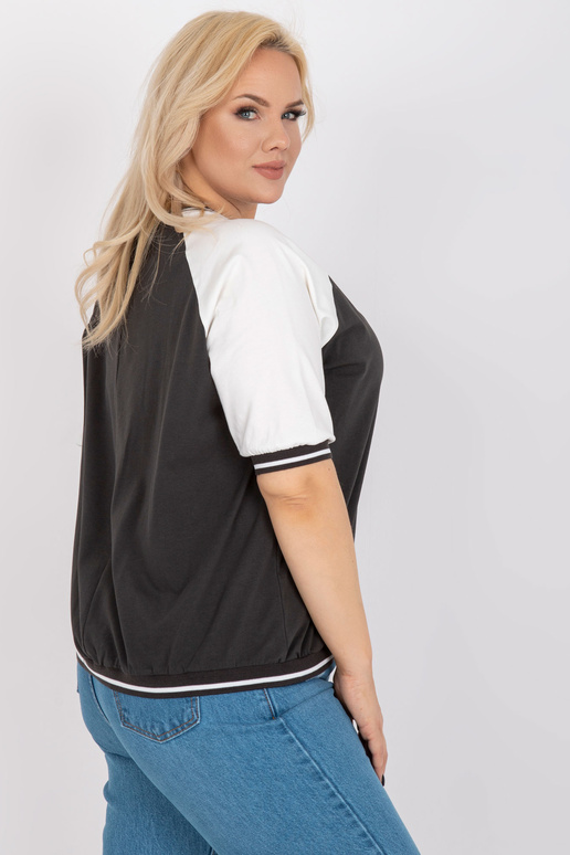 Khaki-bílá halenka plus velikosti V s...