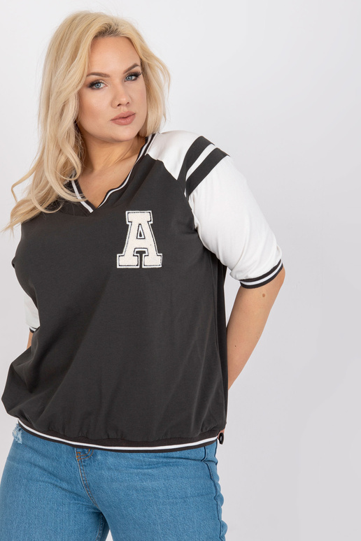 Khaki-bílá halenka plus velikosti V s...