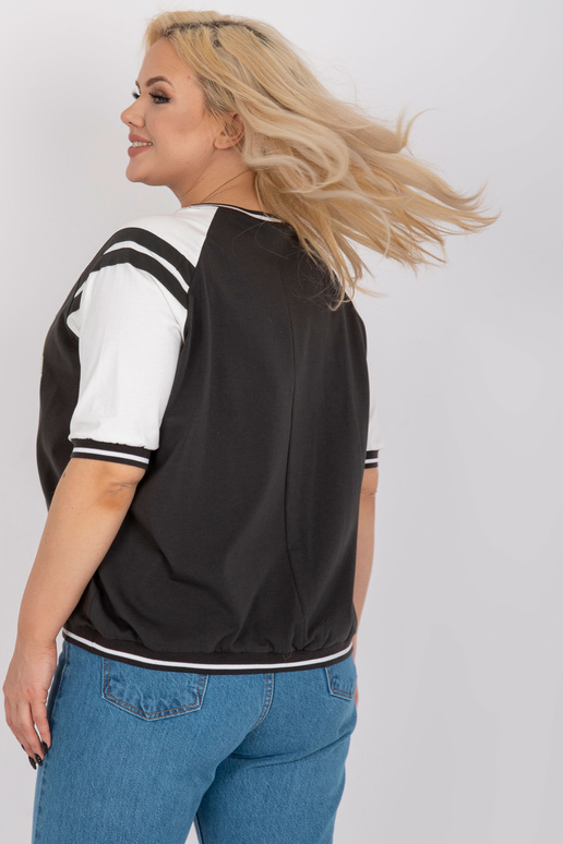 Khaki-bílá halenka plus velikosti V s...