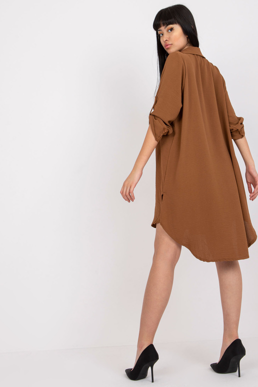 Hnědé ležérní volné šaty s...