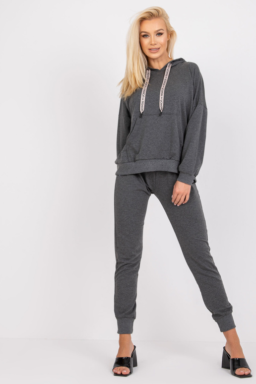 Tmavě šedá melanžová bavlněná... Tmavě šedá melanžová bavlněná...