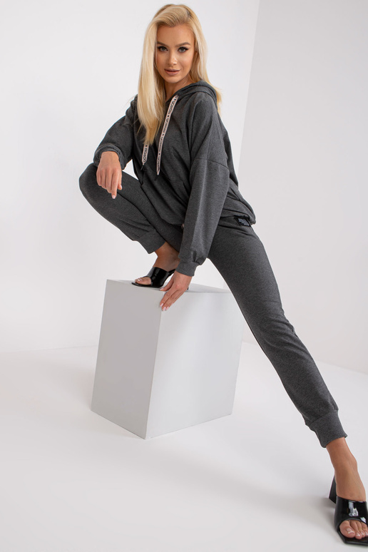 Tmavě šedá melanžová bavlněná... Tmavě šedá melanžová bavlněná...