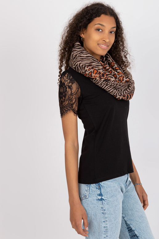 Hnědo-béžový závěsný komín s potiskem