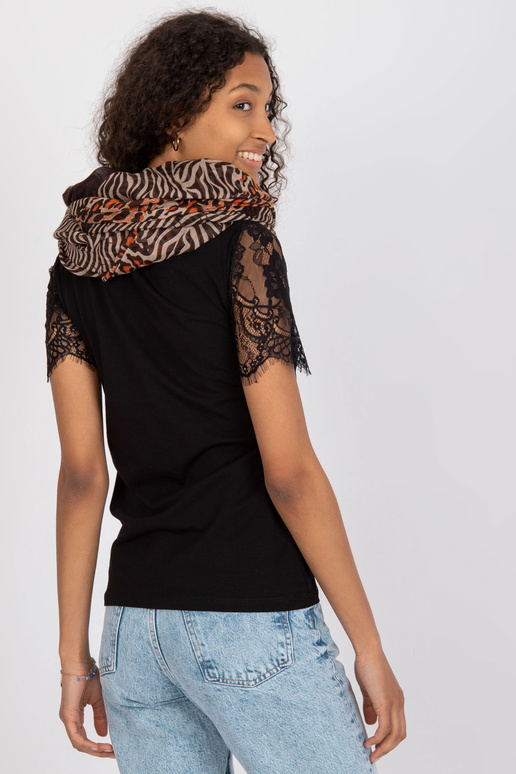 Hnědo-béžový závěsný komín s potiskem