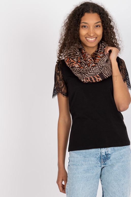 Hnědo-béžový závěsný komín s potiskem