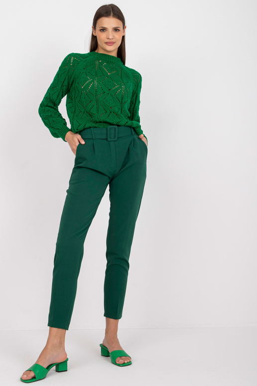 Tmavě zelené kalhoty Giulia ke kotníkům