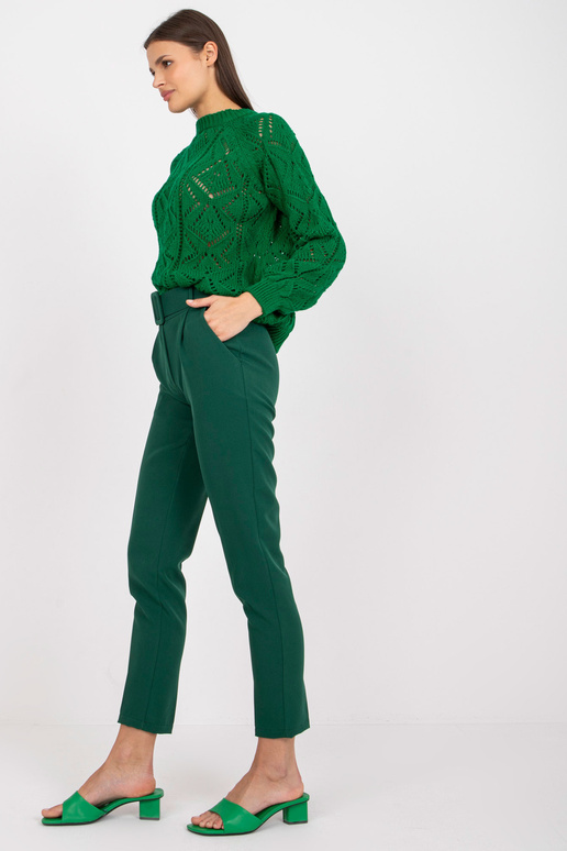 Tmavě zelené kalhoty Giulia ke kotníkům