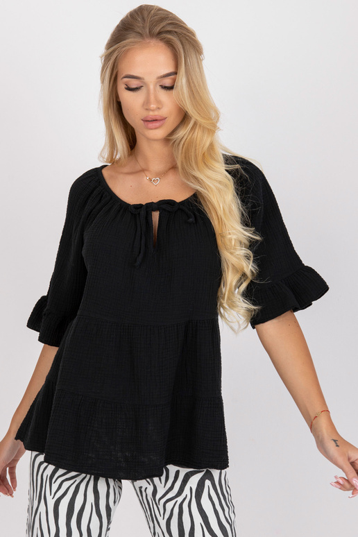 Černá mušelínová halenka se...