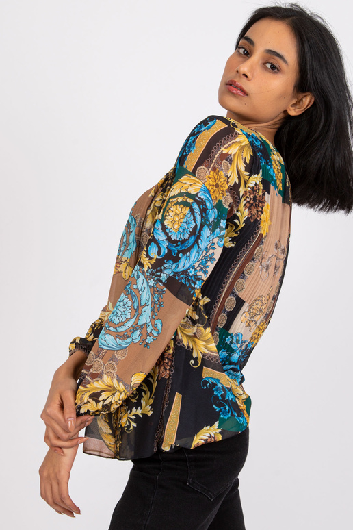 Černo-béžová volná halenka s potisky... Černo-béžová volná halenka s potisky...