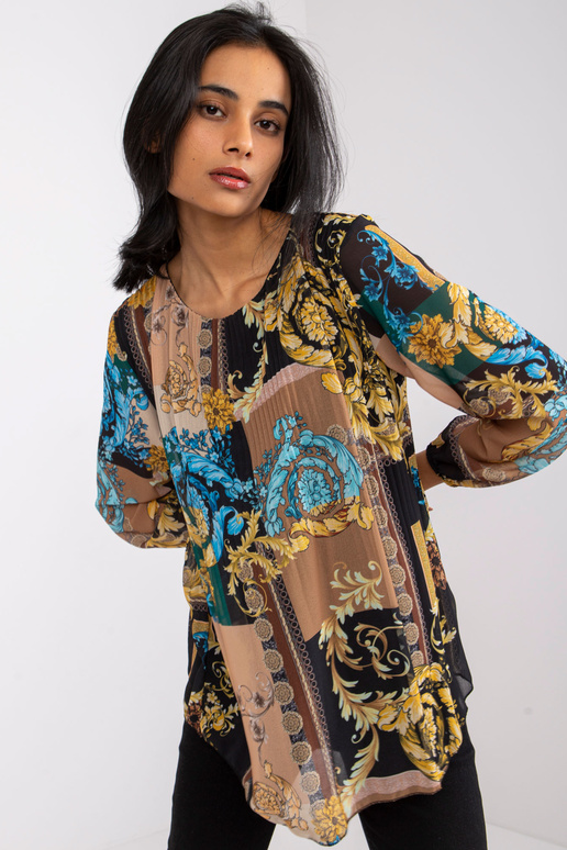 Černo-béžová volná halenka s potisky... Černo-béžová volná halenka s potisky...