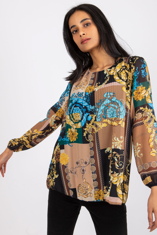 Černo-béžová volná halenka s potisky... Černo-béžová volná halenka s potisky...