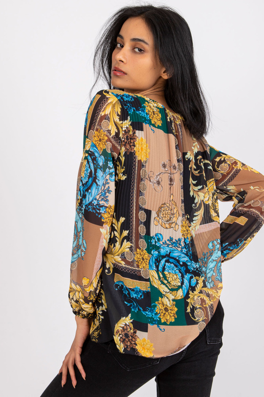 Černo-béžová volná halenka s potisky... Černo-béžová volná halenka s potisky...