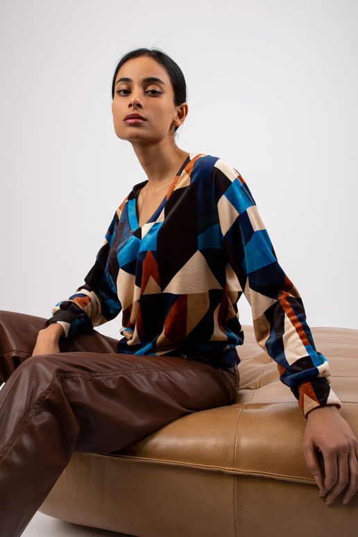 Modrá a hnědá vzorovaná velurová... Modrá a hnědá vzorovaná velurová...