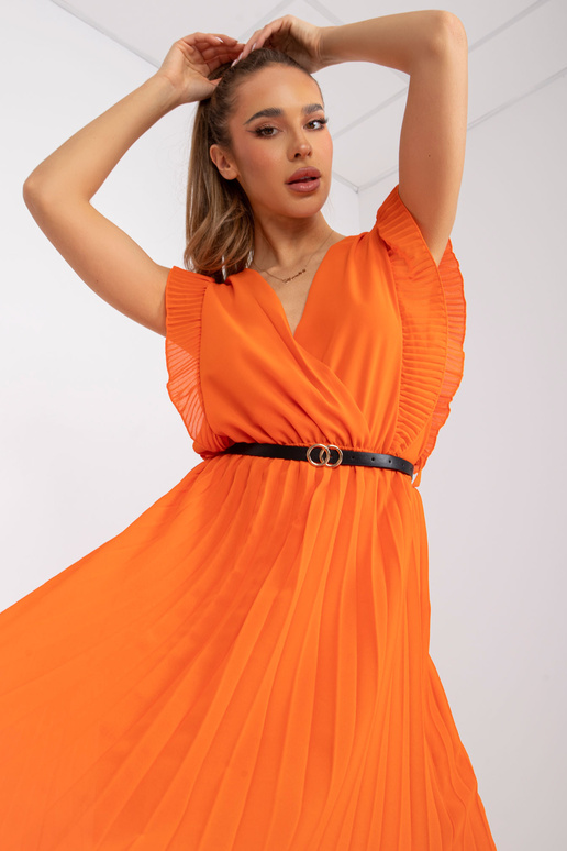 Oranžové midi šaty s mořským...