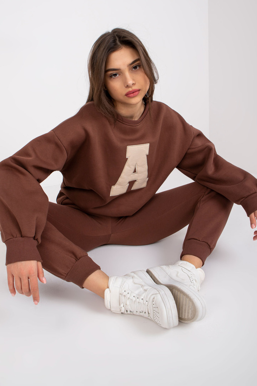 Tmavě hnědá bavlněná tepláková...