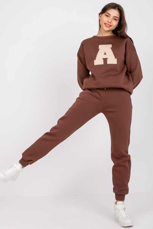 Tmavě hnědá bavlněná tepláková...