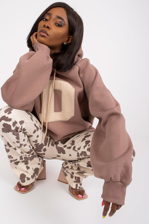 Hnědá oversize mikina s mikinou Valeria