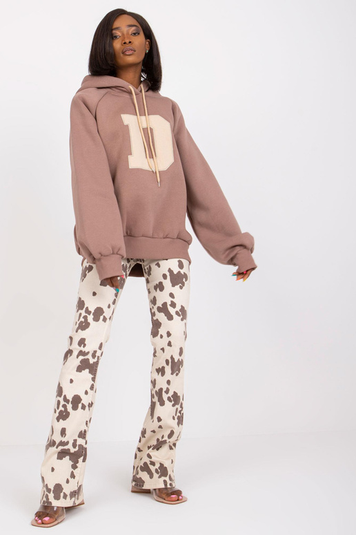 Hnědá oversize mikina s mikinou Valeria