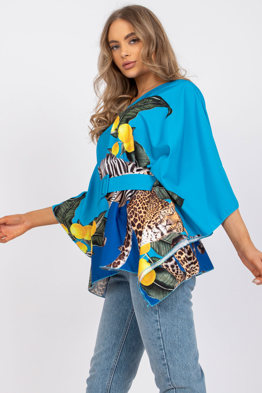 Modrá halenka jedné velikosti s páskem