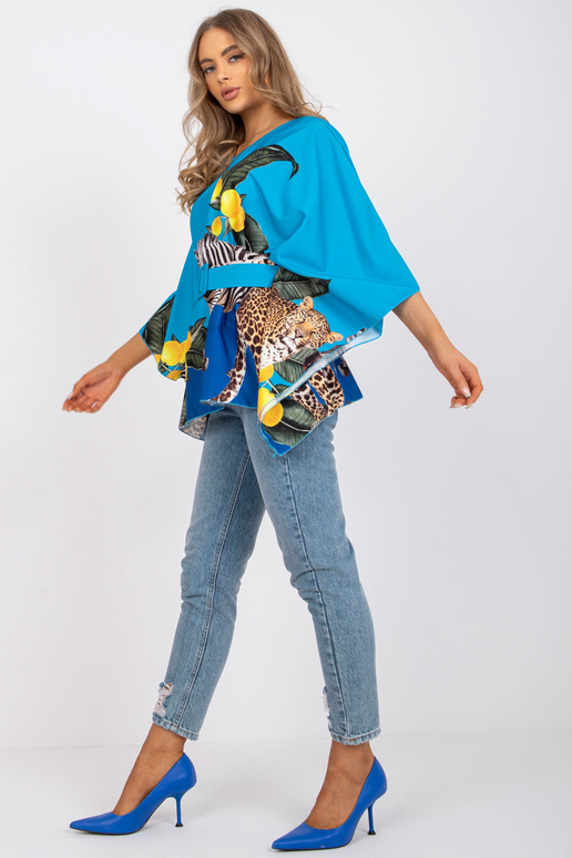 Modrá halenka jedné velikosti s páskem