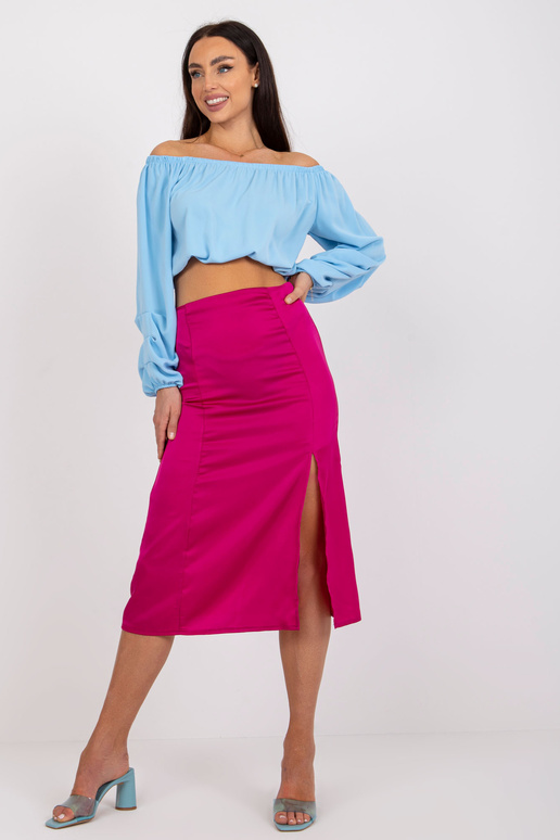 Fuchsiová midi sukně z imitace saténu...