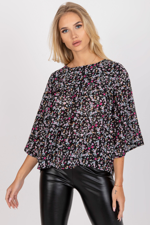 Černá volná halenka s květinovým...